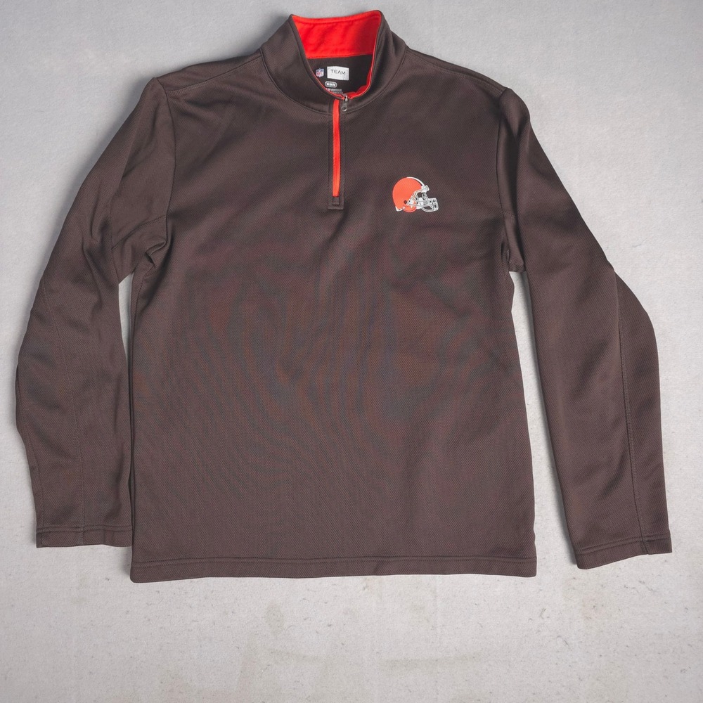 Cleveland Browns NFL Team Apparel Quarter Zip Pullover Men's M Brown Orange